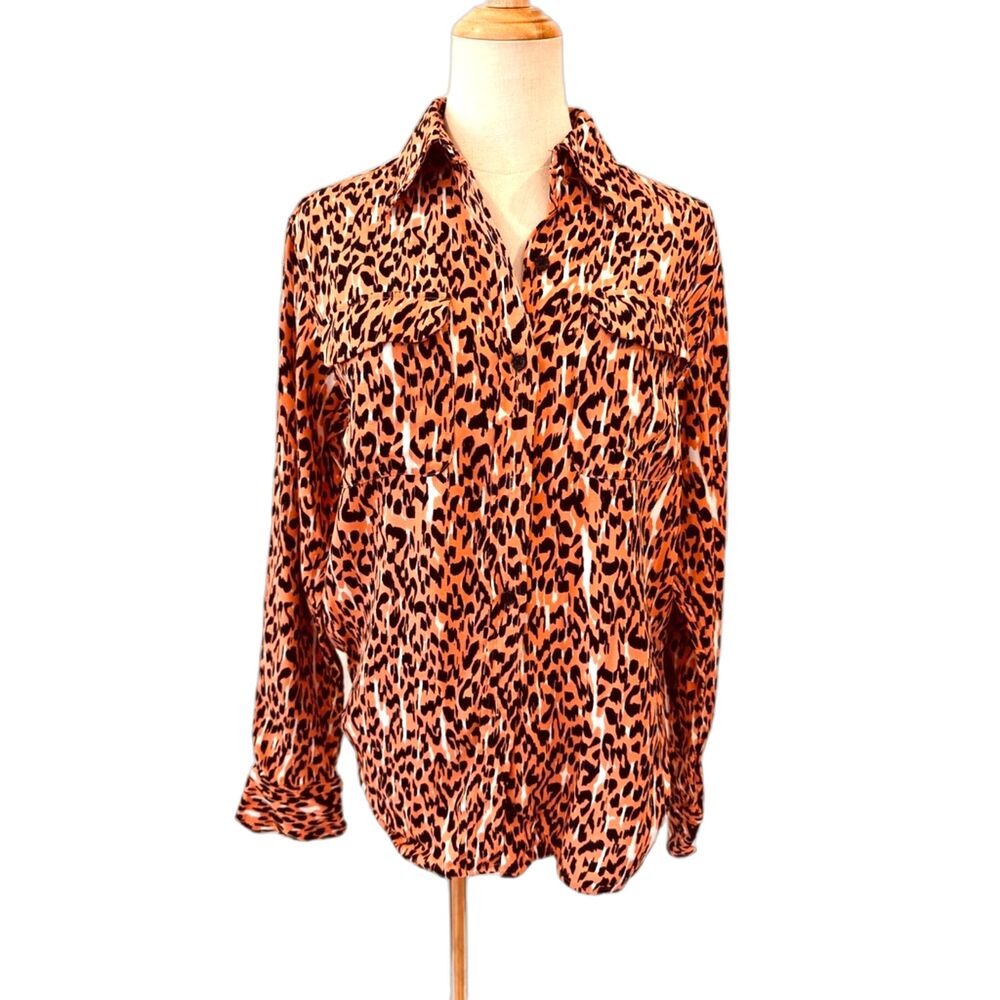 Equipment Femme Leopard Animal Print Button Down Blouse Shirt Sample Women’s S